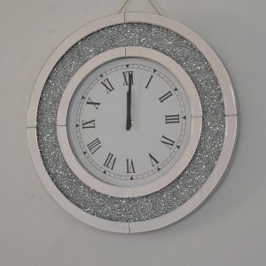 Crystallised Crushed Diamonds Mirror Wall Clock (Circle)