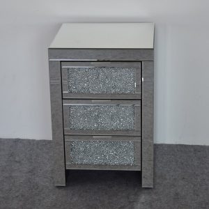 Julia Vercia Crushed Diamond Crystallised Mirrored Bedside Drawer