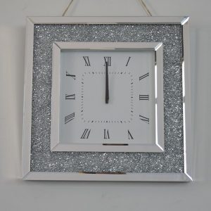 Crystallised Crushed Diamonds Mirror Wall Clock (Square)